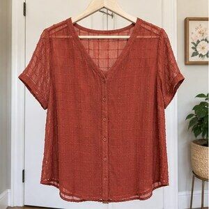 Rust Puff Sleeve Top